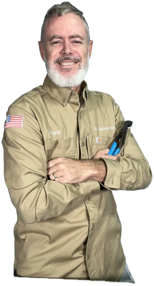 Mark Oliver holding blue-handled repair pliers